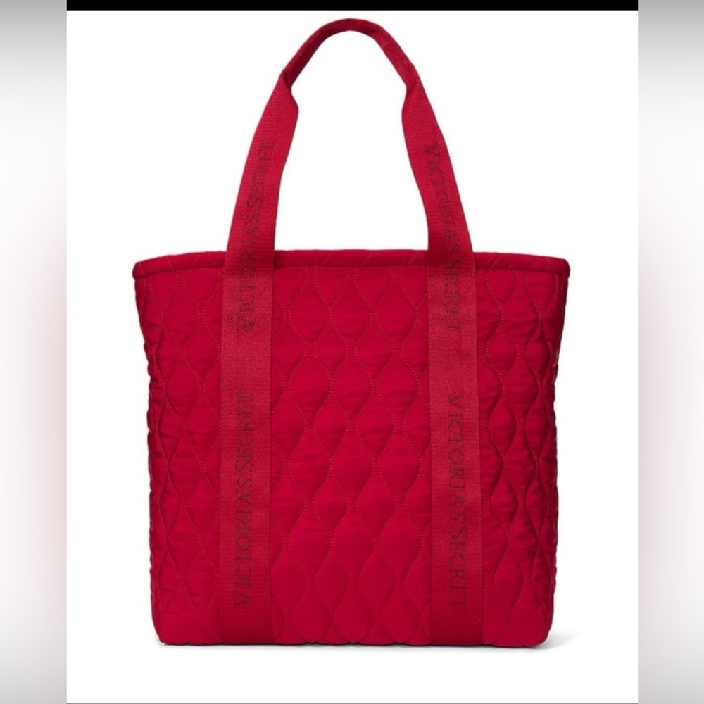 Victoria's Secret Bold Red Quilted Tote Gym Bag